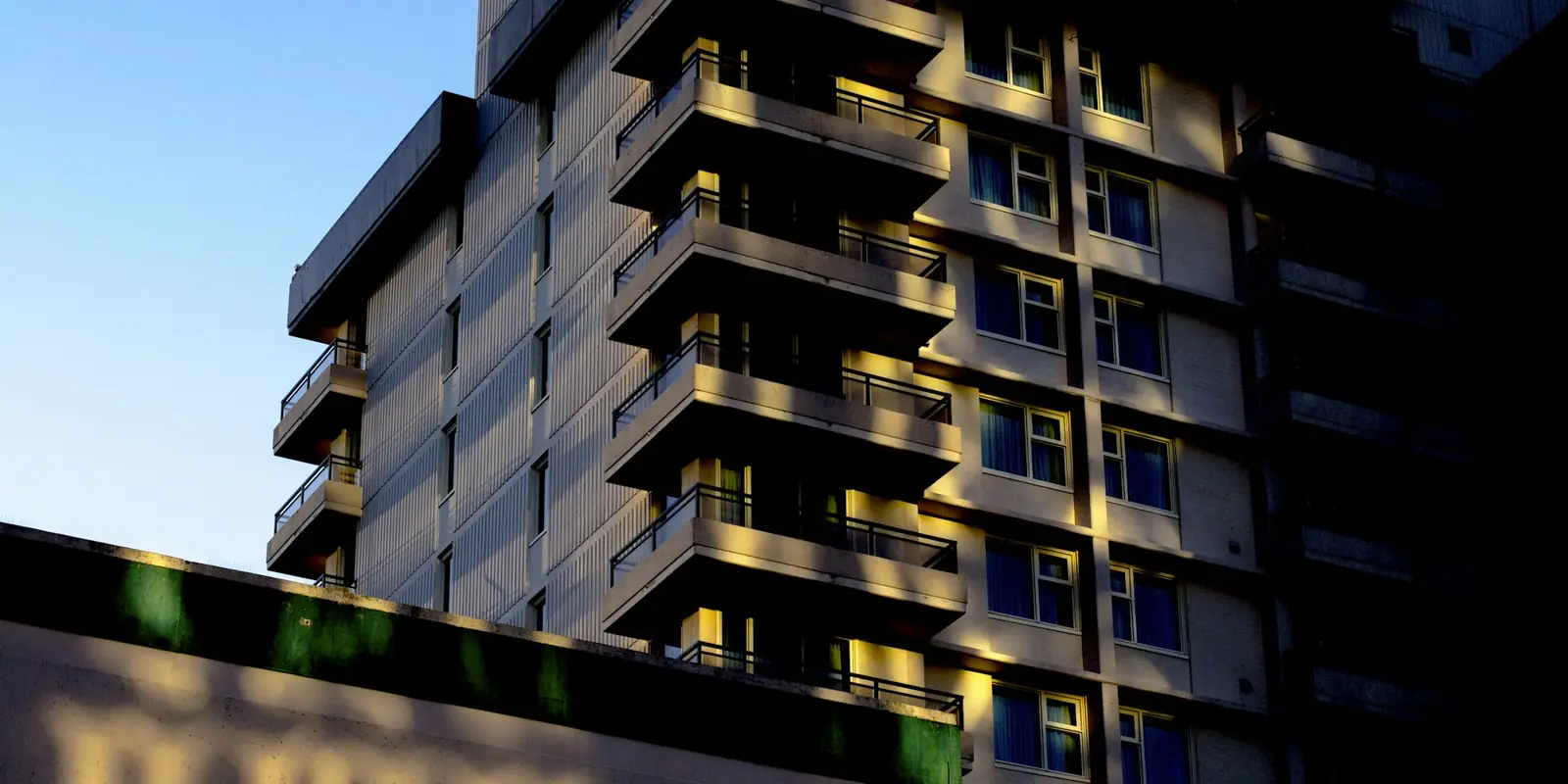 An apartment building with balconies in Victoria