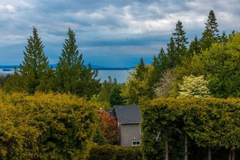 A house among tall trees above the water in Victoria