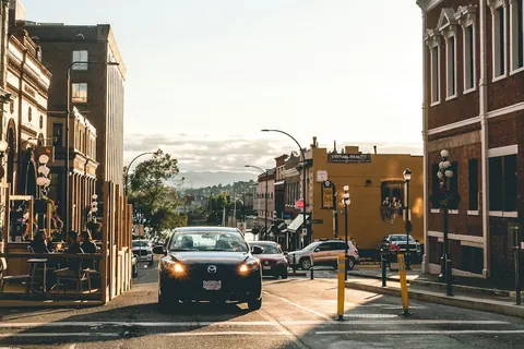 Shop fronts along a street in Victoria